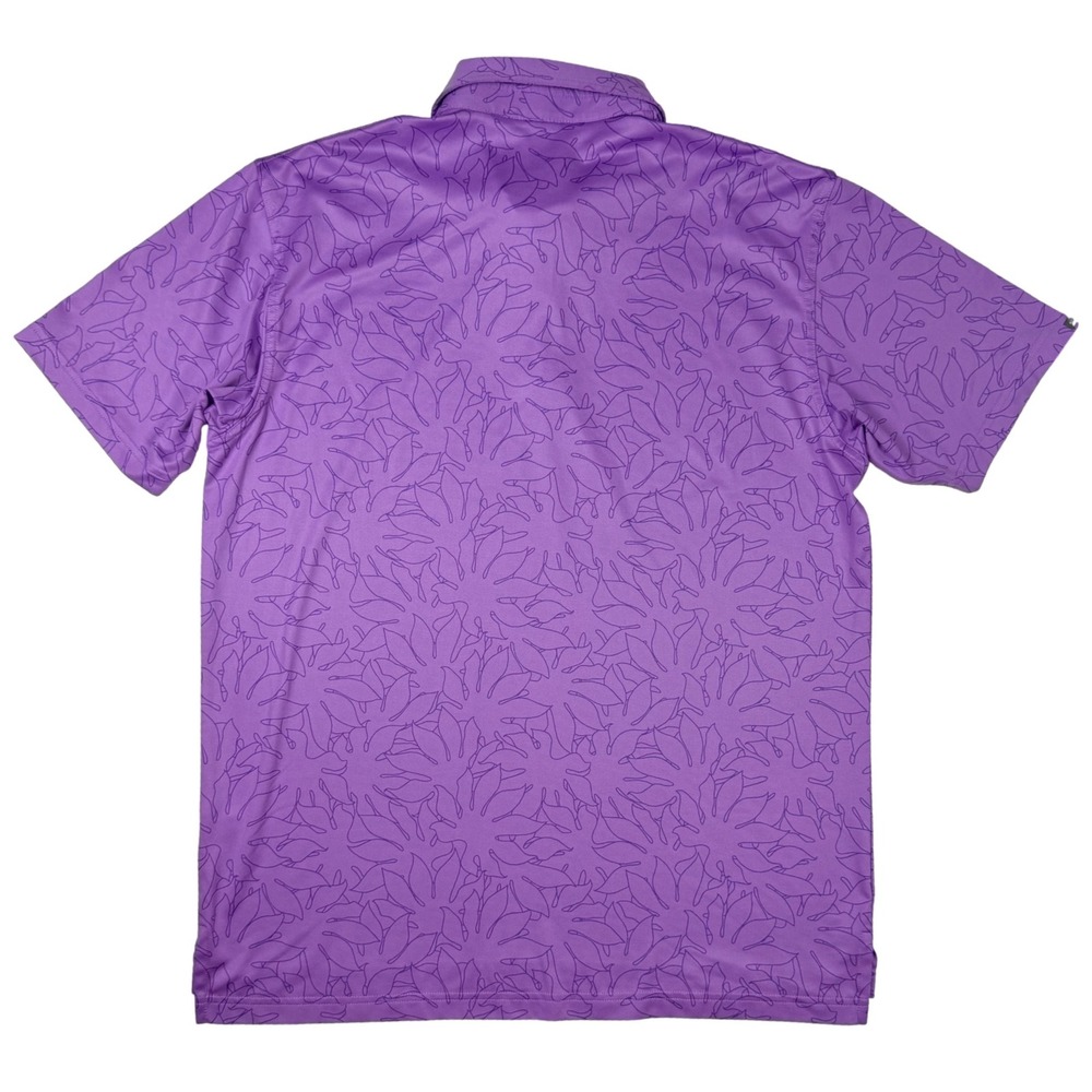 Dunning Golf Polo Shirt Mens Large Purple Excellent Floral Performance - Picture 5 of 11